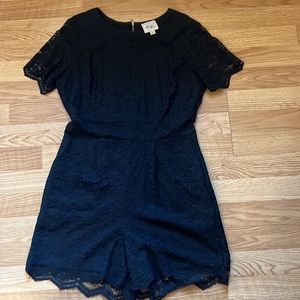 Beige By ECI Black Floral Lace Romper Dress